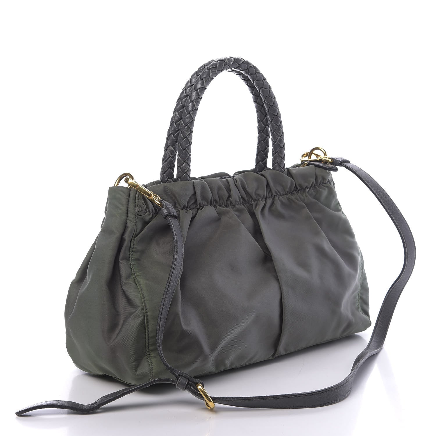 Prada Tessuto Nylon Bow Shoulder Bag Green 4 of 16