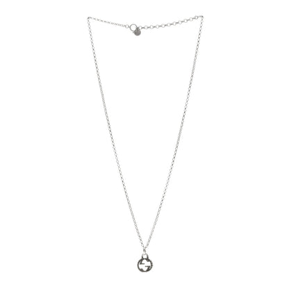 Gucci Sterling Silver Small Textured Interlocking G Pendant Necklace 3 of 5