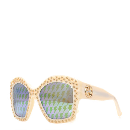 Gucci Square Frame Star Sunglasses GG 3870/S Ivory Gold 1 of 6