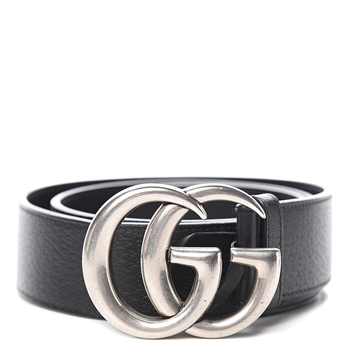 Gucci Textured Dollar Calfskin Nickel Double G 40mm Belt 85 34 Black 1 of 6