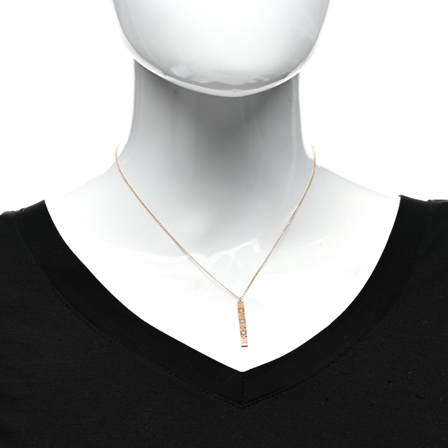 18K Rose Gold Diamond Atlas Bar Pendant Necklace