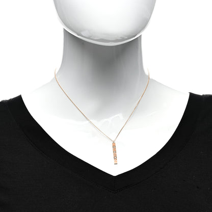 Tiffany 18K Rose Gold Diamond Atlas Bar Pendant Necklace 2 of 5