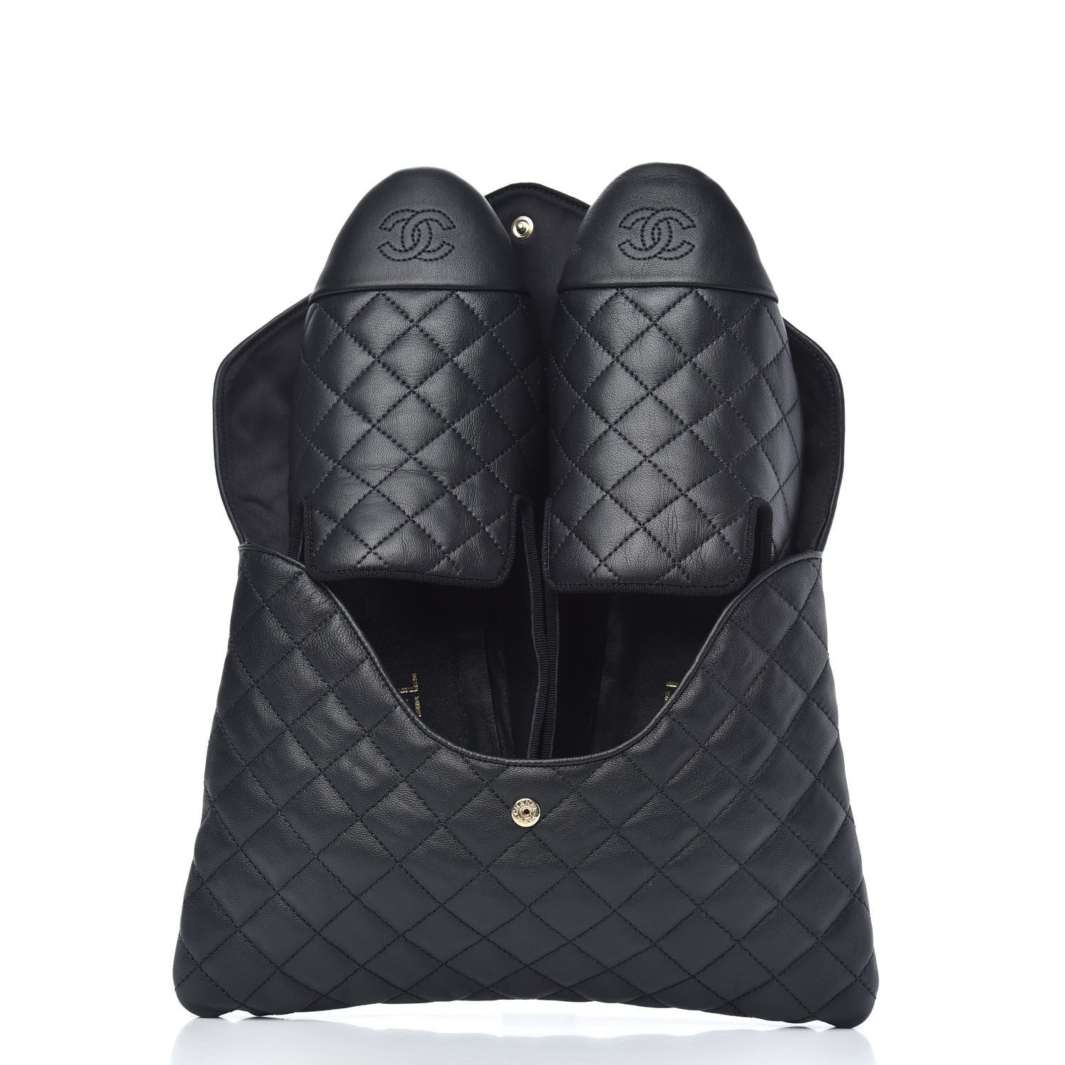Chanel Lambskin Quilted Cap Toe Slipper With Pouch 41 Black 2 of 10