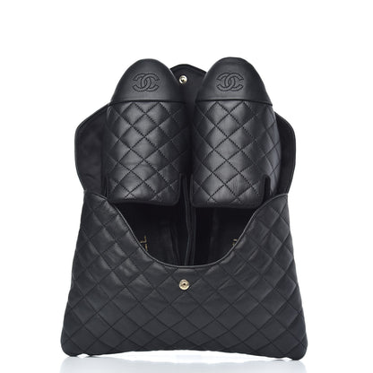 Chanel Lambskin Quilted Cap Toe Slipper With Pouch 41 Black 2 of 10