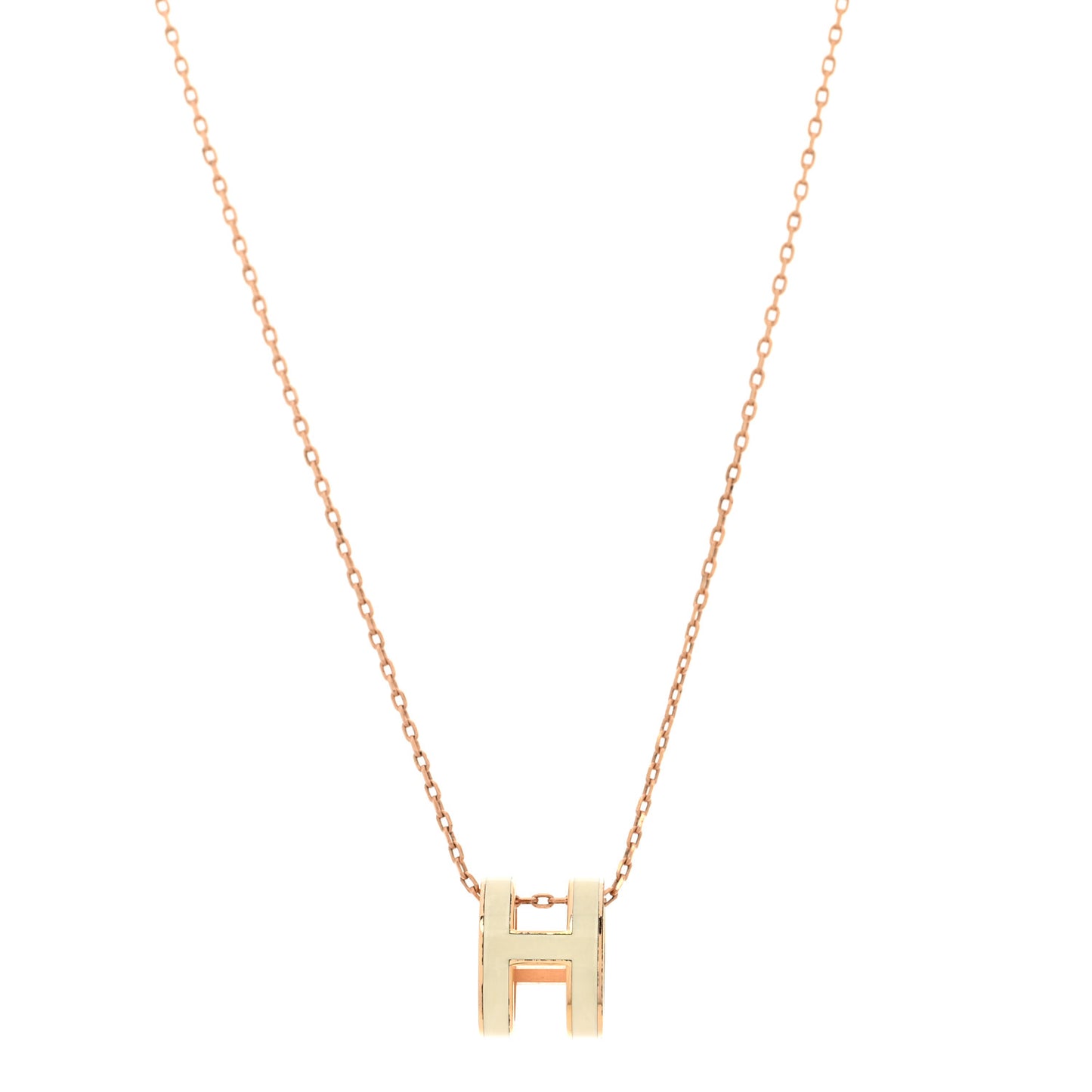 Lacquered Rose Gold Pop H Pendant Necklace White