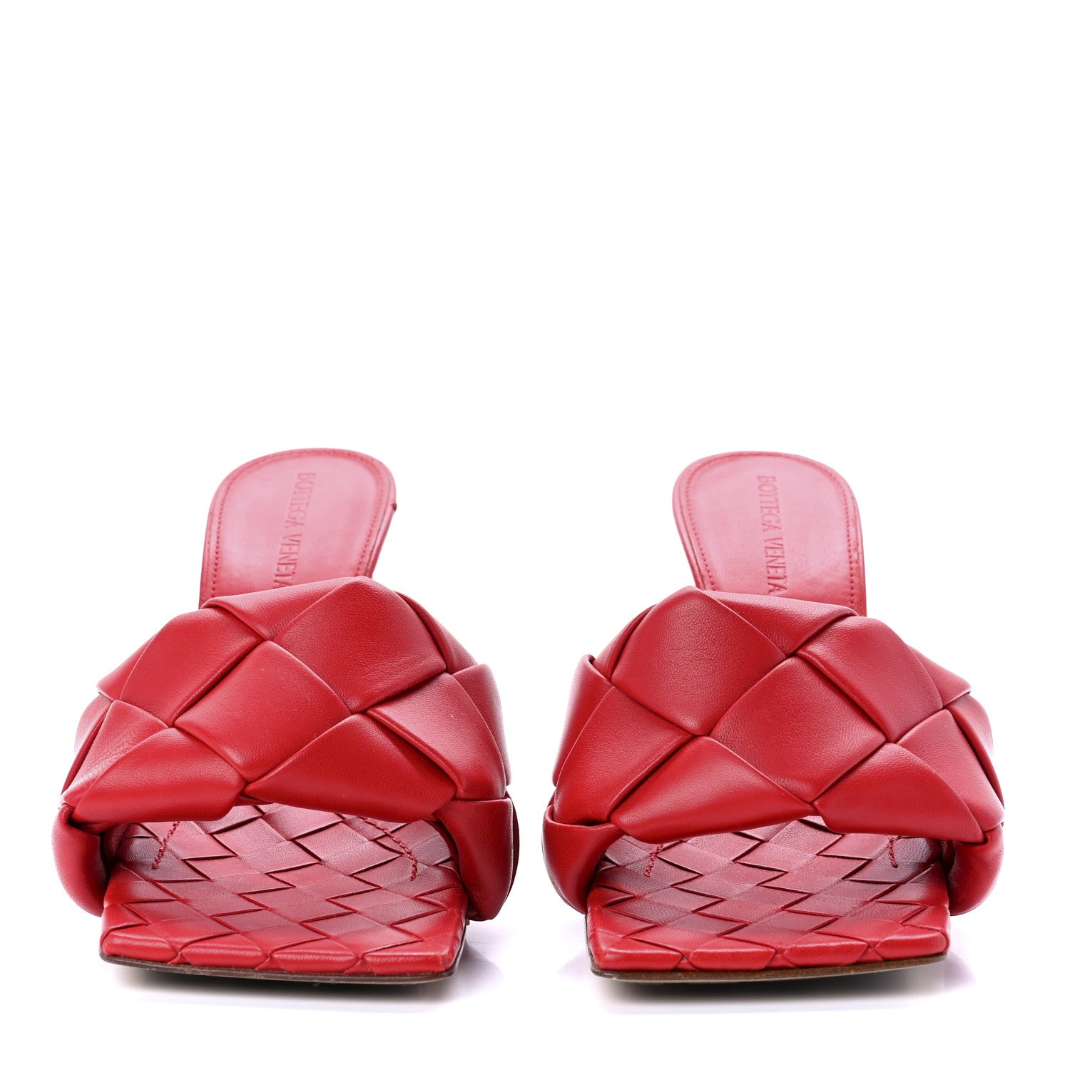 Bottega Veneta Nappa Maxi Intrecciato Lido 90mm Mule Sandals 36.5 Bright Red 2 of 7