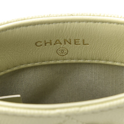 Chanel Caviar Quilted French New Wave Phone Holder With Chain Light Green 6 of 12