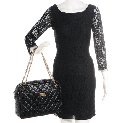 Chanel Aged Calfskin Quilted Large Reissue Camera Case Black 2 of 7