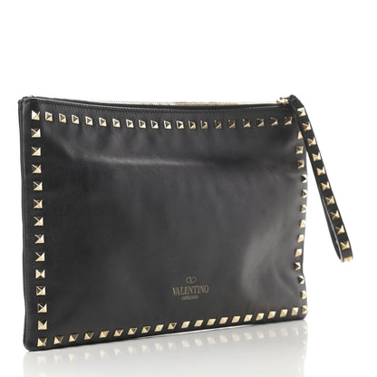 Valentino Garavani Vitello Large Rockstud Zip Wristlet Pouch Black 3 of 11