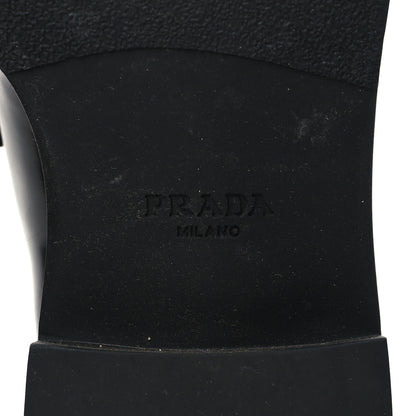 Prada Spazzolato Metal Triangle Logo 50mm Loafers 37 Black 6 of 9
