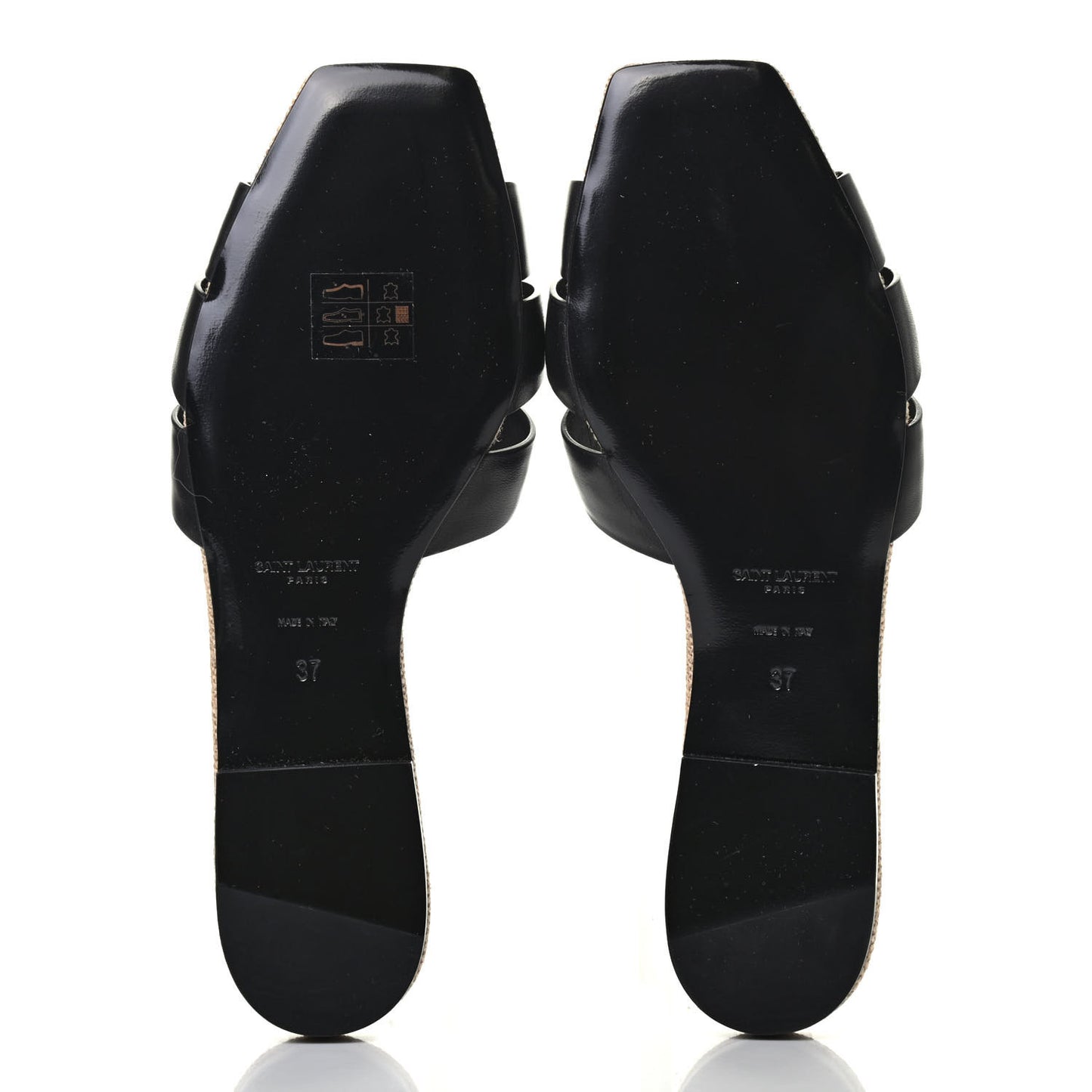 Calfskin Canvas Tribute 05 Slide Sandals 37 Black