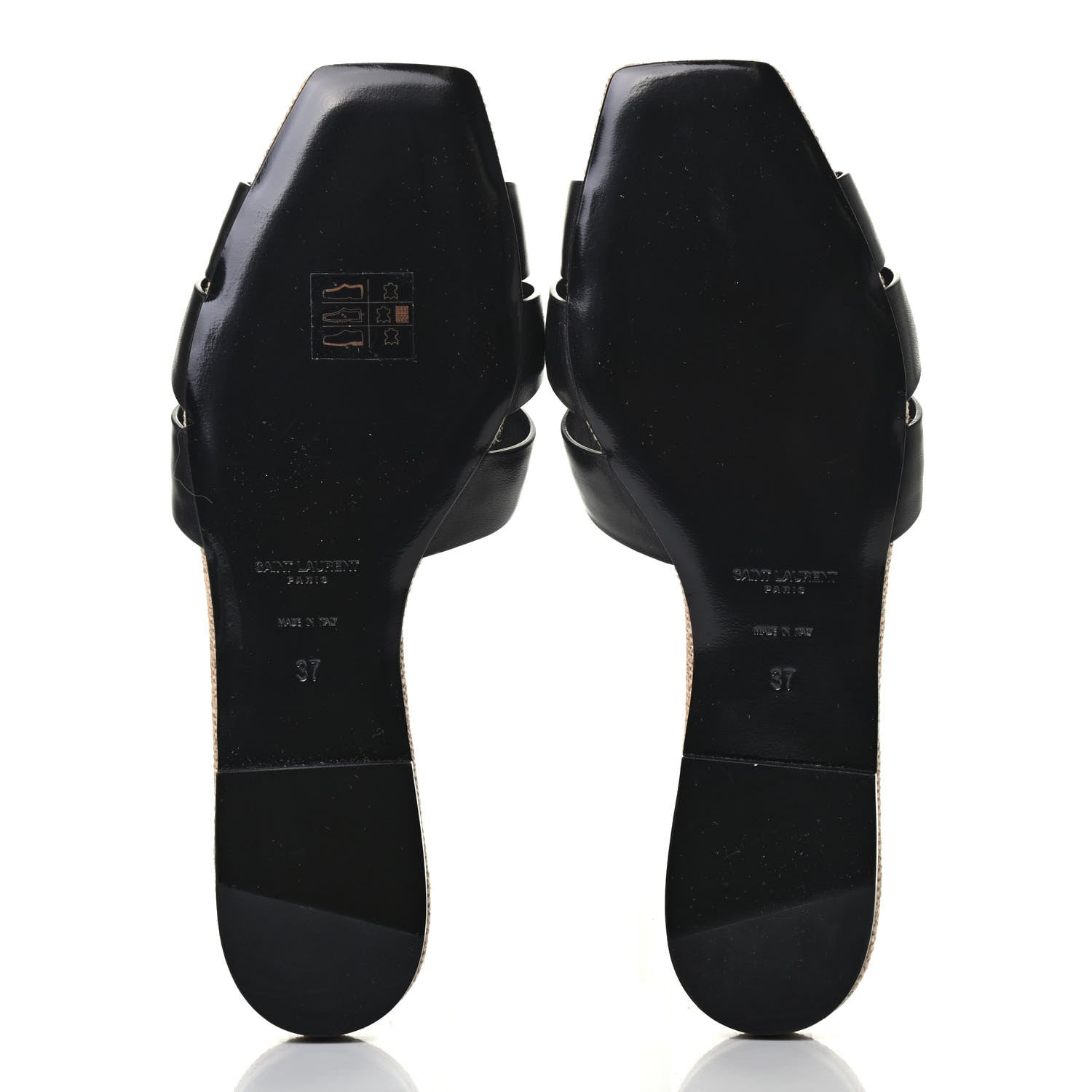 Saint Laurent Calfskin Canvas Tribute 05 Slide Sandals 37 Black 4 of 4