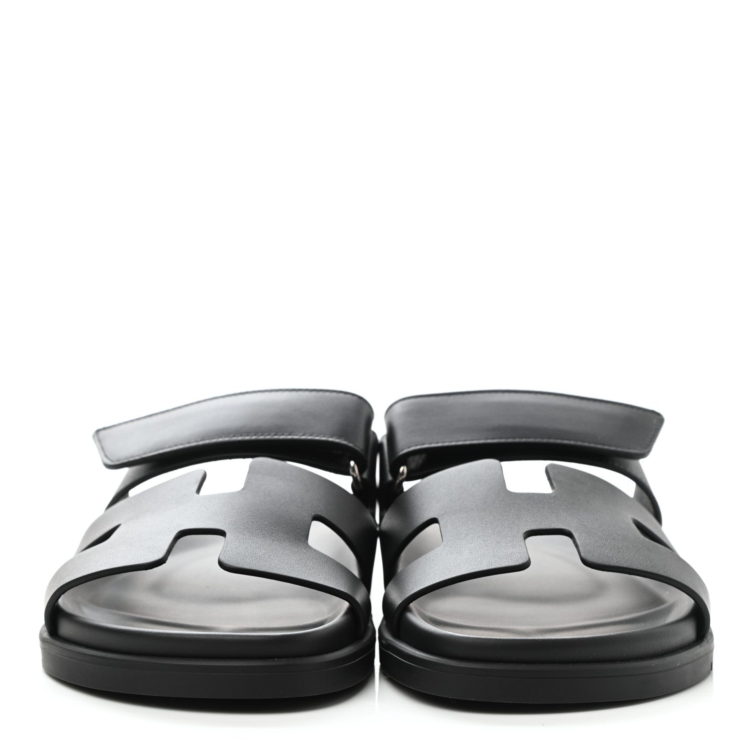 Hermes Calfskin Womens Chypre Sandals 37 Black 2 of 9