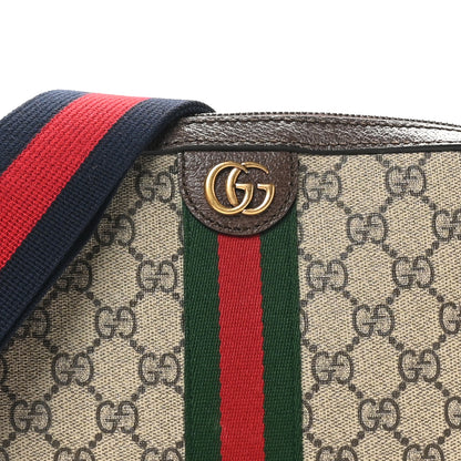 Gucci GG Supreme Monogram Textured Dollar Calfskin Web Ophidia Wristlet Shoulder Bag Beige Ebony New Acero 8 of 10