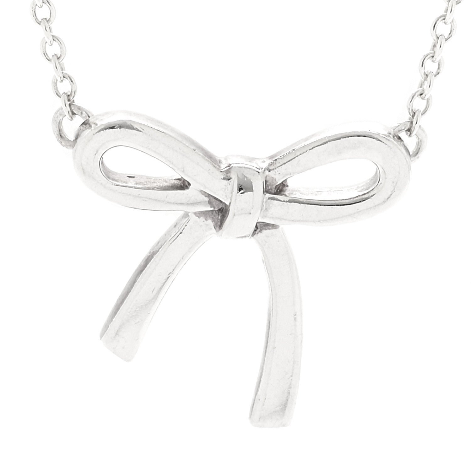 Tiffany Sterling Silver Small Bow Pendant Necklace 4 of 6