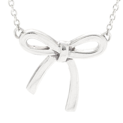 Tiffany Sterling Silver Small Bow Pendant Necklace 4 of 6