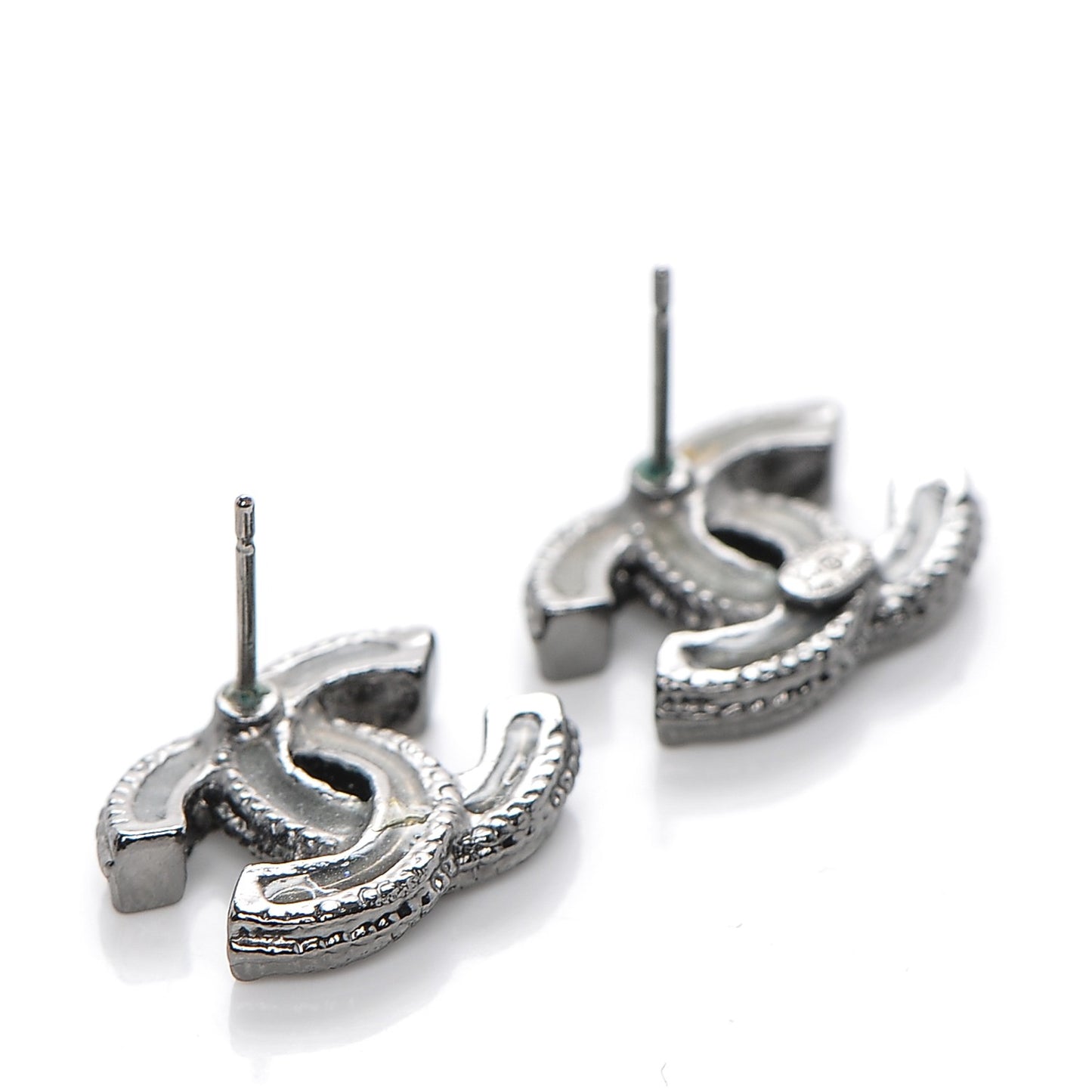 Enamel CC Earrings Ruthenium Dark Grey