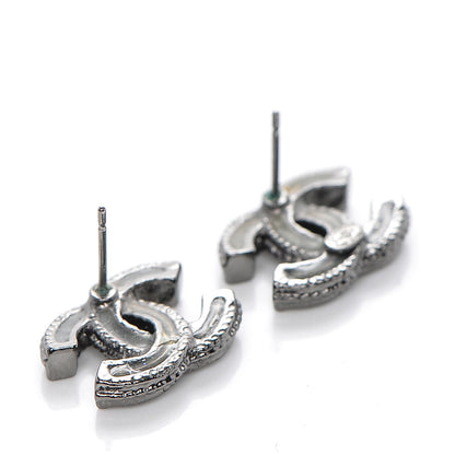 Chanel Enamel CC Earrings Ruthenium Dark Grey 3 of 4