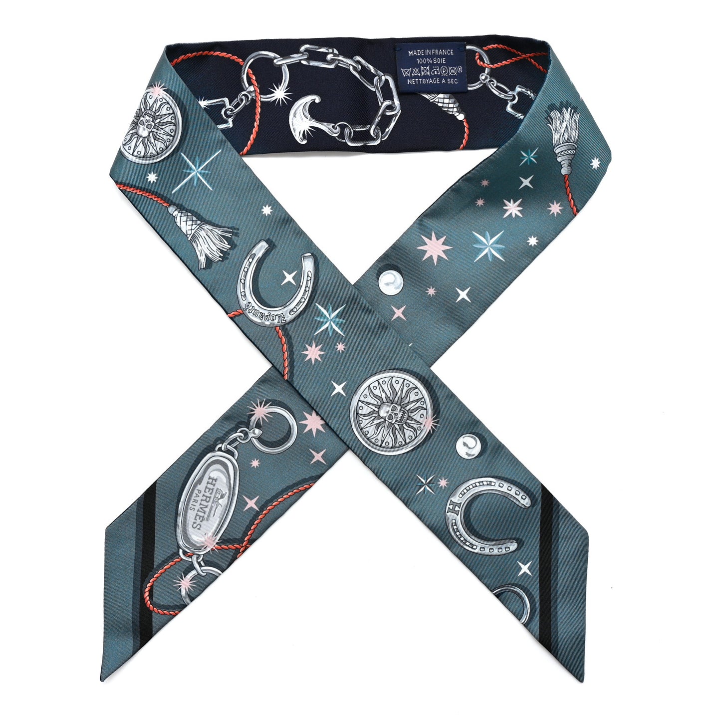 Silk C'est la Fete Twilly Ardoise Clair Rose Pale Bleu Marine