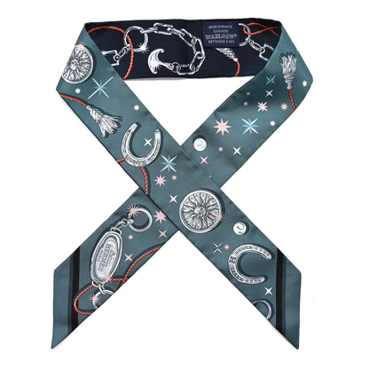 Hermes Silk C'est la Fete Twilly Ardoise Clair Rose Pale Bleu Marine 1 of 5