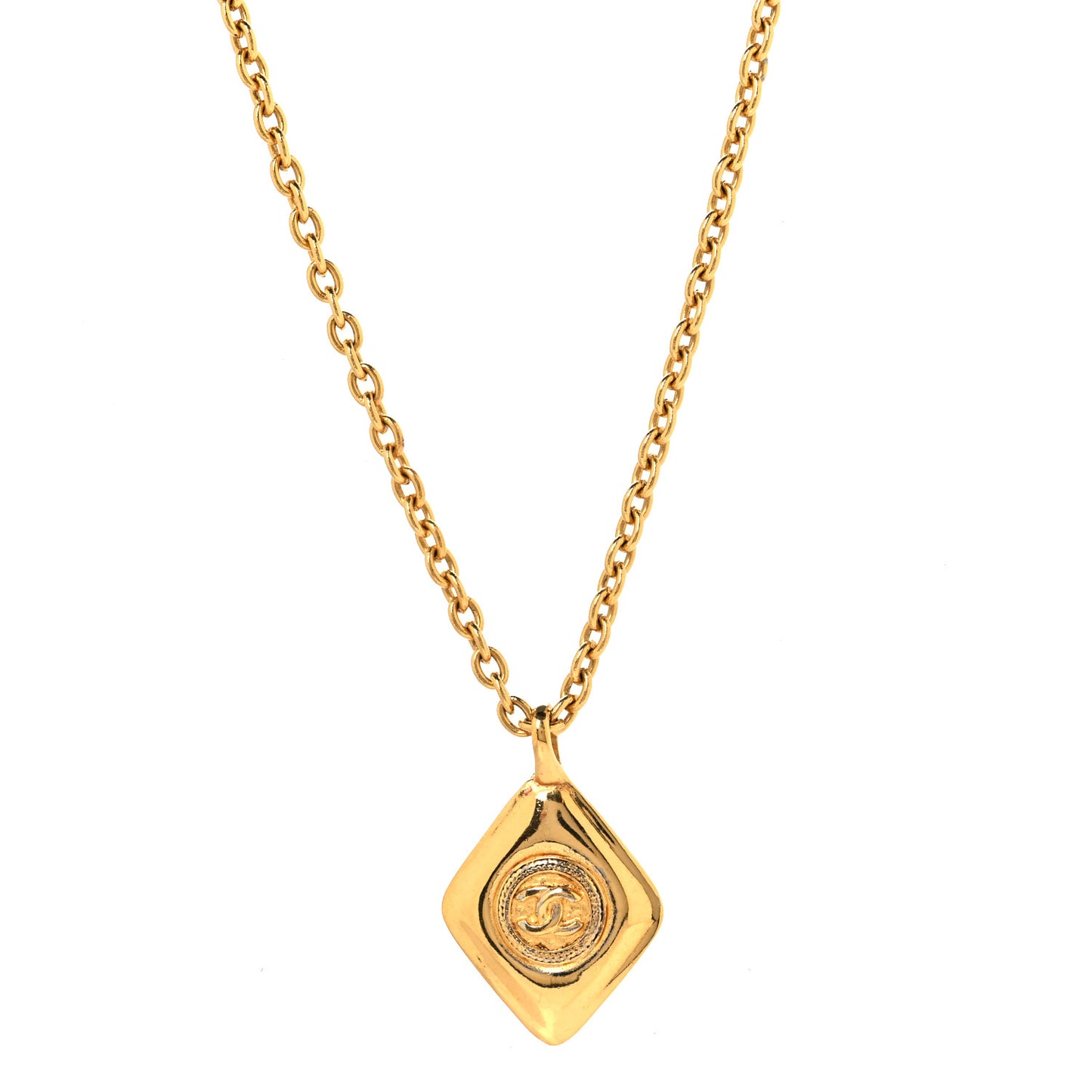 CC Chain Pendant Long Necklace Gold