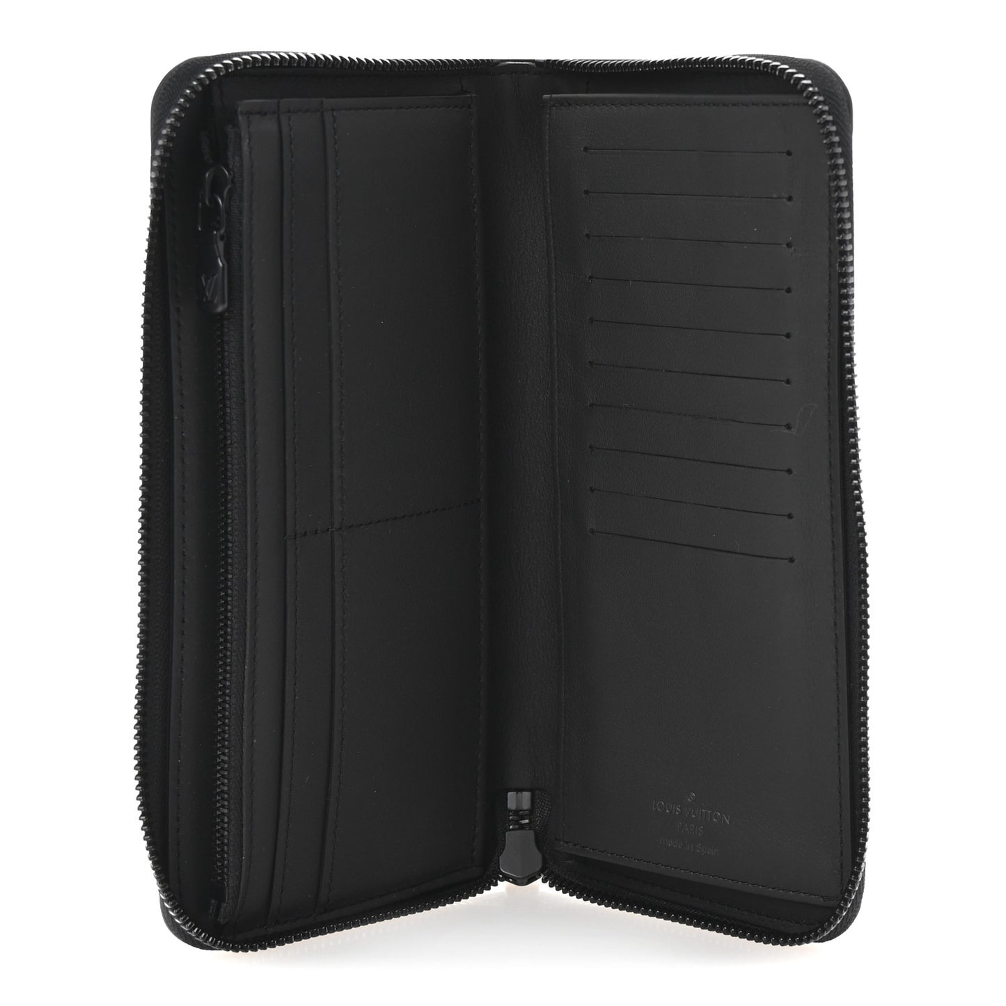 Calfskin Monogram Shadow Vertical Zippy Wallet Black