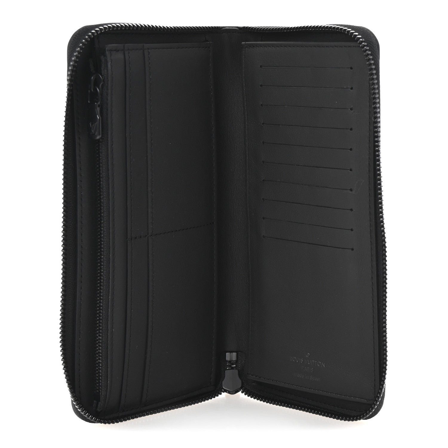 Louis Vuitton Calfskin Monogram Shadow Vertical Zippy Wallet Black 5 of 7