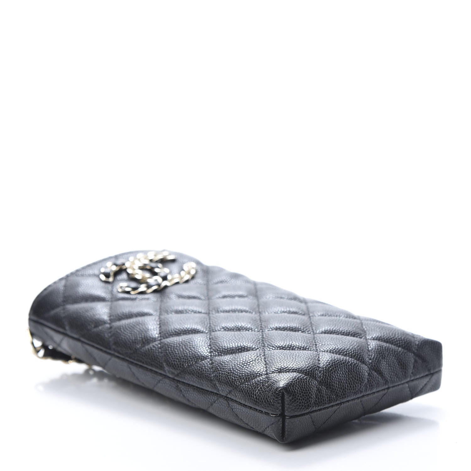 Chanel Caviar Quilted French New Wave Phone Holder With Chain Black 4 of 12