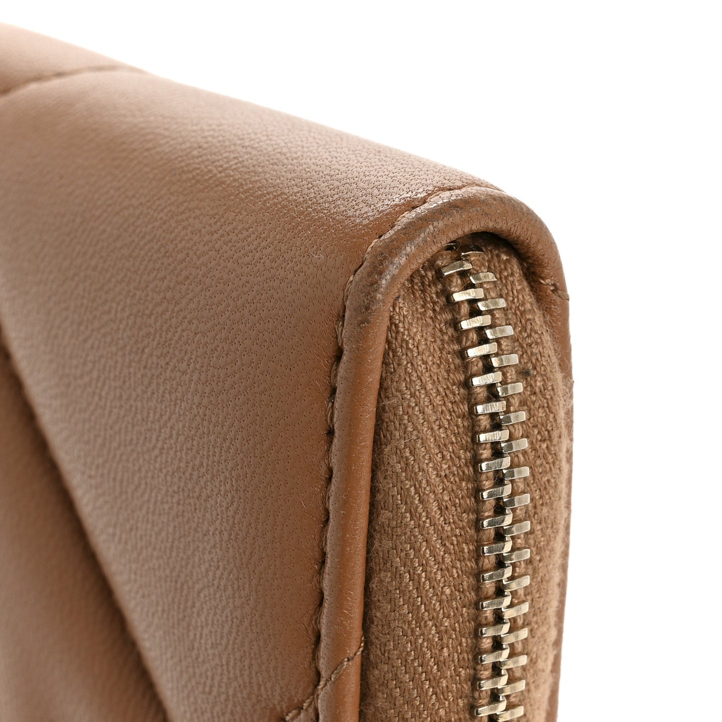 Lambskin Quilted Chanel 19 Zip Around Coin Purse Wallet Brown
