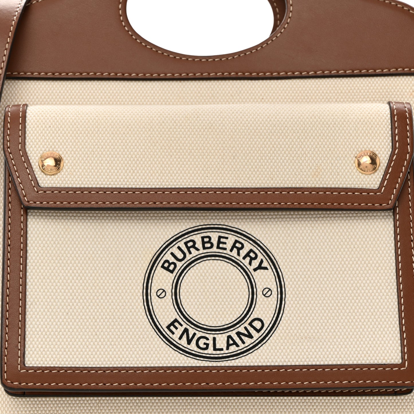 Canvas Smooth Calfskin Two Tone Mini Pocket Bag Tan