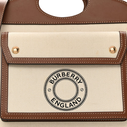 Burberry Canvas Smooth Calfskin Two Tone Mini Pocket Bag Tan 8 of 10