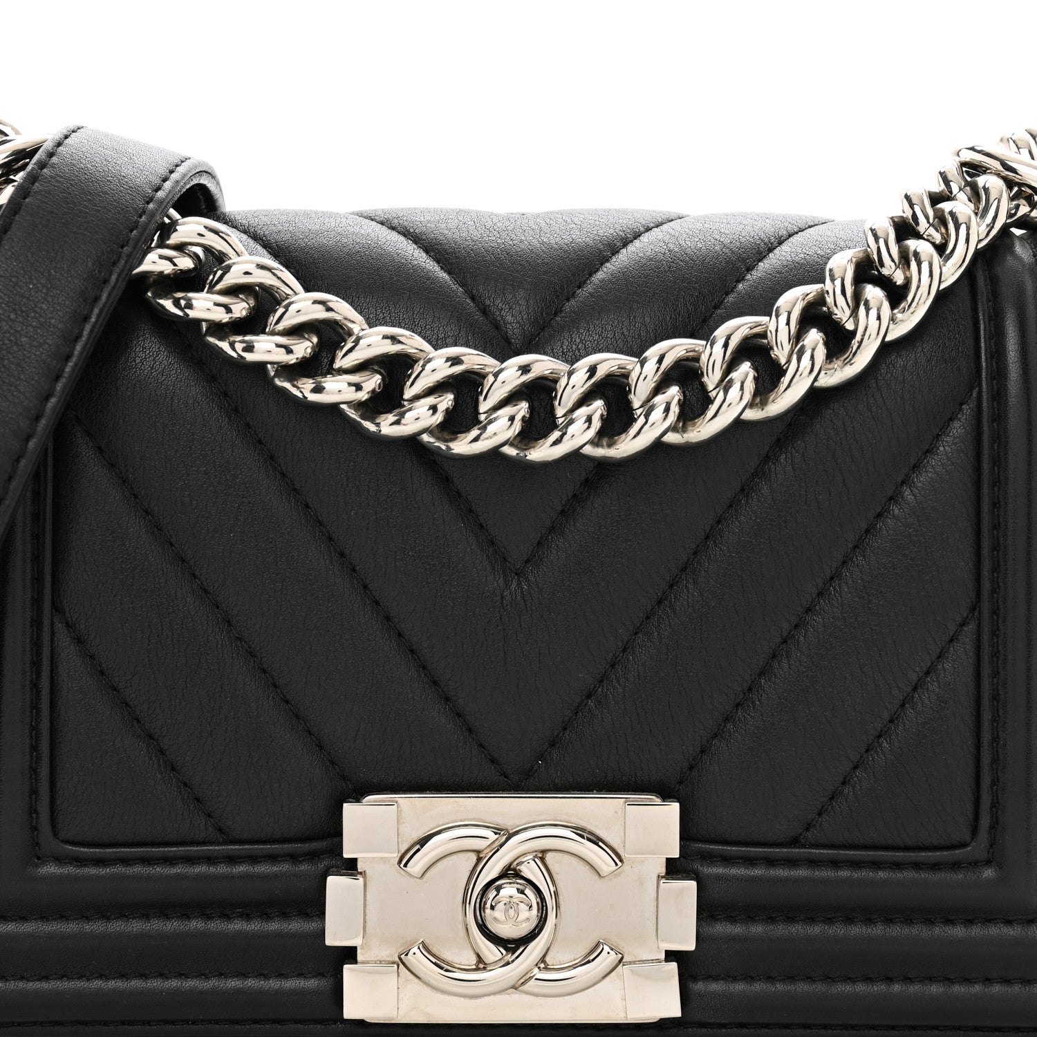 Chanel Calfskin Chevron Quilted Small Boy Flap Black 5 of 10