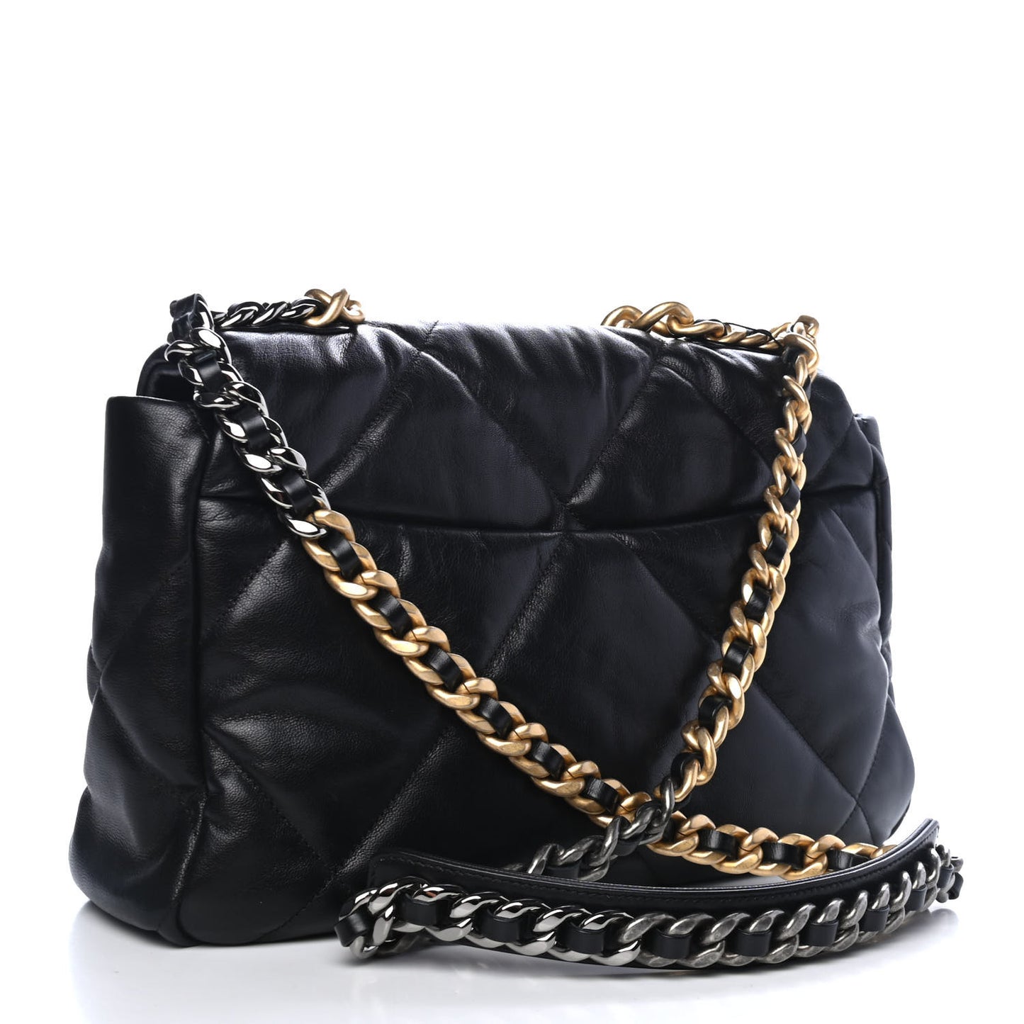 Goatskin Quilted Large Chanel 19 Flap Black