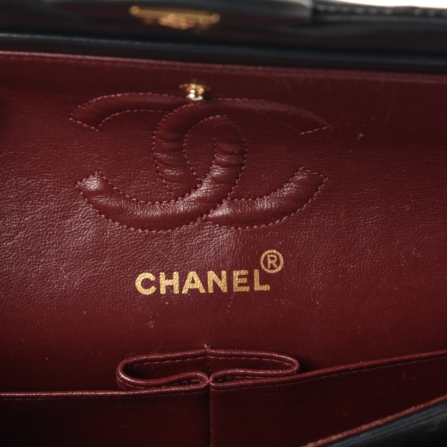 Lambskin Quilted Small Double Flap Navy