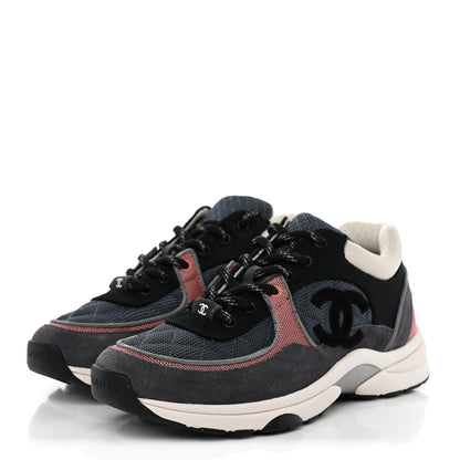 Chanel Nylon Calfskin Suede Womens CC Sneakers 38 Dark Grey Pink 3 of 10
