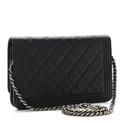 Chanel Caviar Quilted Boy Wallet On Chain WOC Black 3 of 13