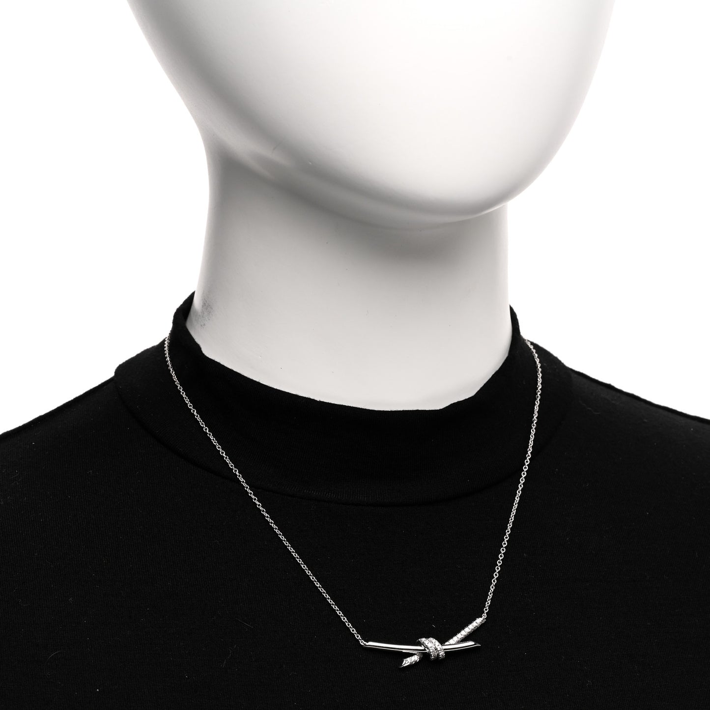 18K White Gold Diamond Knot Necklace