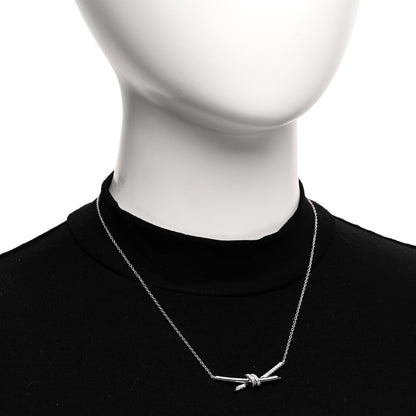Tiffany 18K White Gold Diamond Knot Necklace 2 of 4