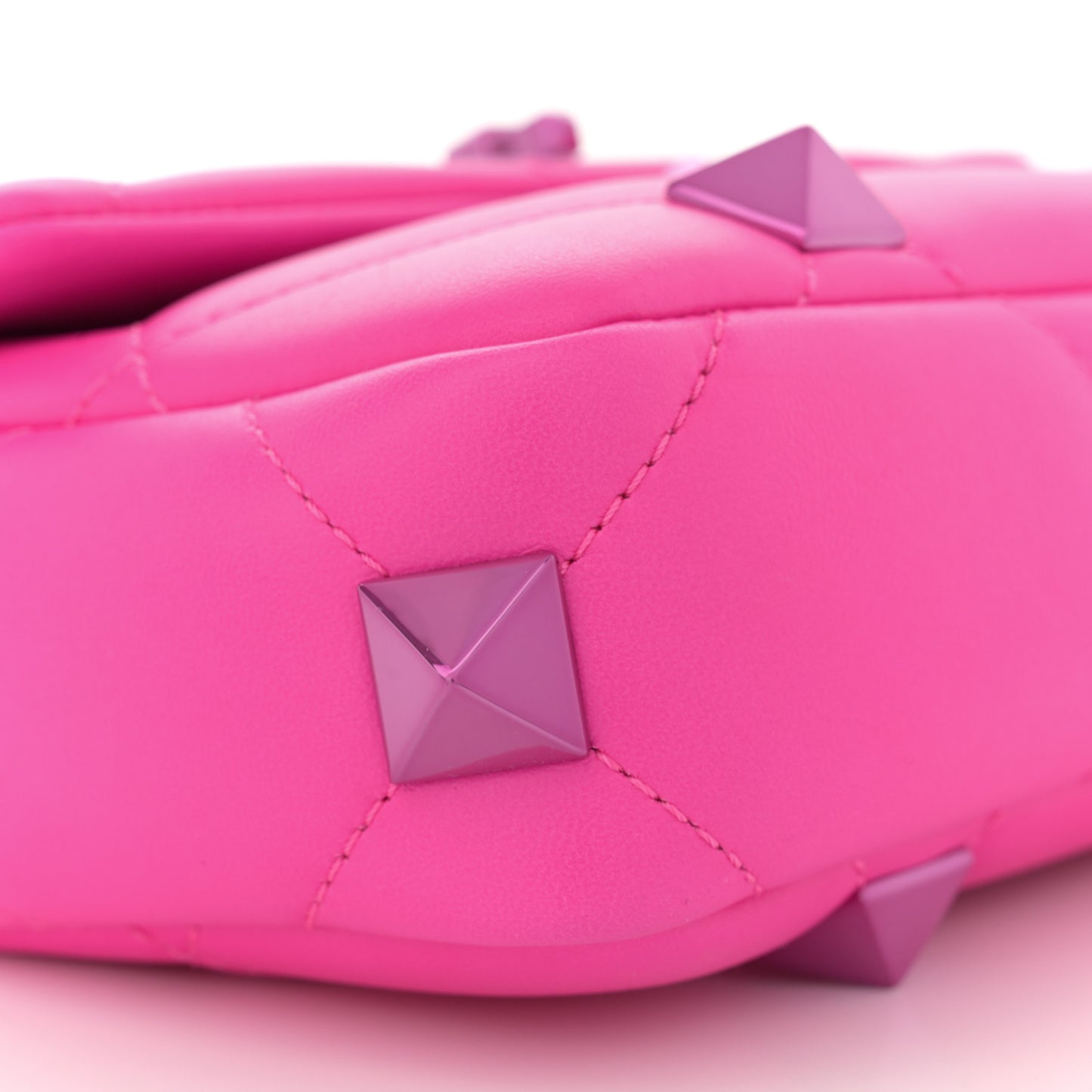 Nappa Lacquer Monochrome Small Roman Stud Shoulder Bag Pink PP