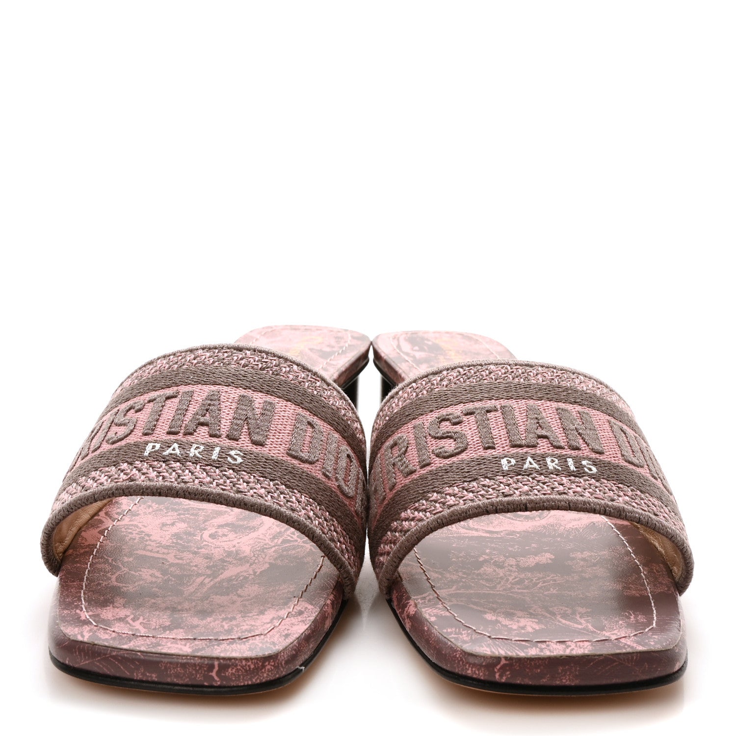 Christian Dior Canvas Toile De Jouy Embroidered Dway 35mm Slide Sandals 37 Quartz Grey 3 of 9