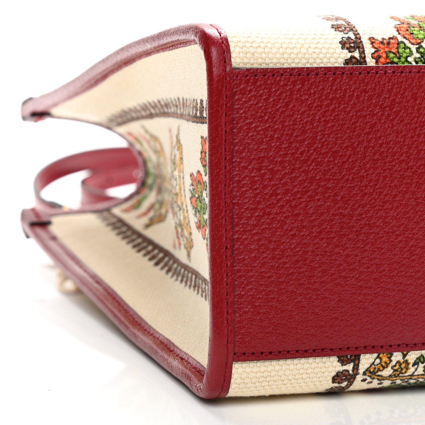 Canvas Jacquard Calfskin 100 Centennial Music Small Tote Bag Ivory Red