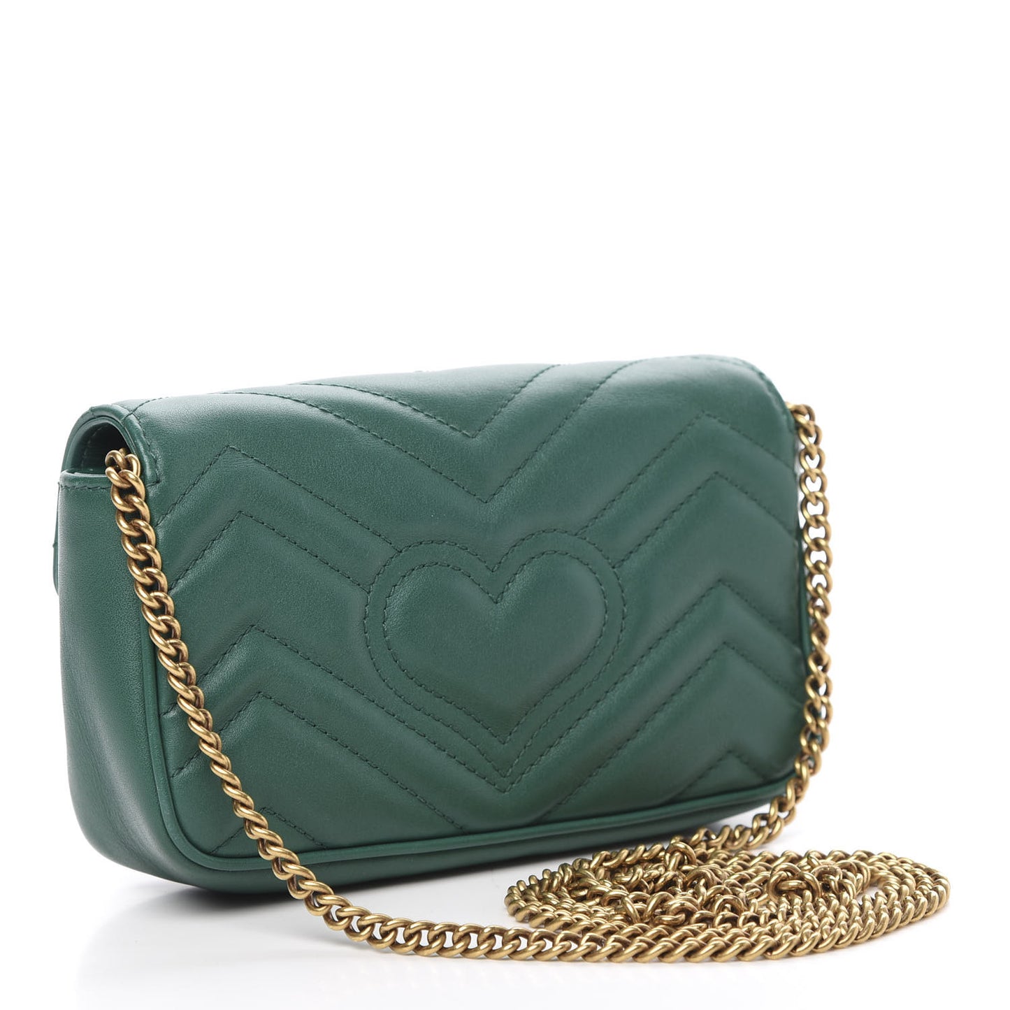 Calfskin Matelasse Super Mini GG Marmont Shoulder Bag Emerald Green
