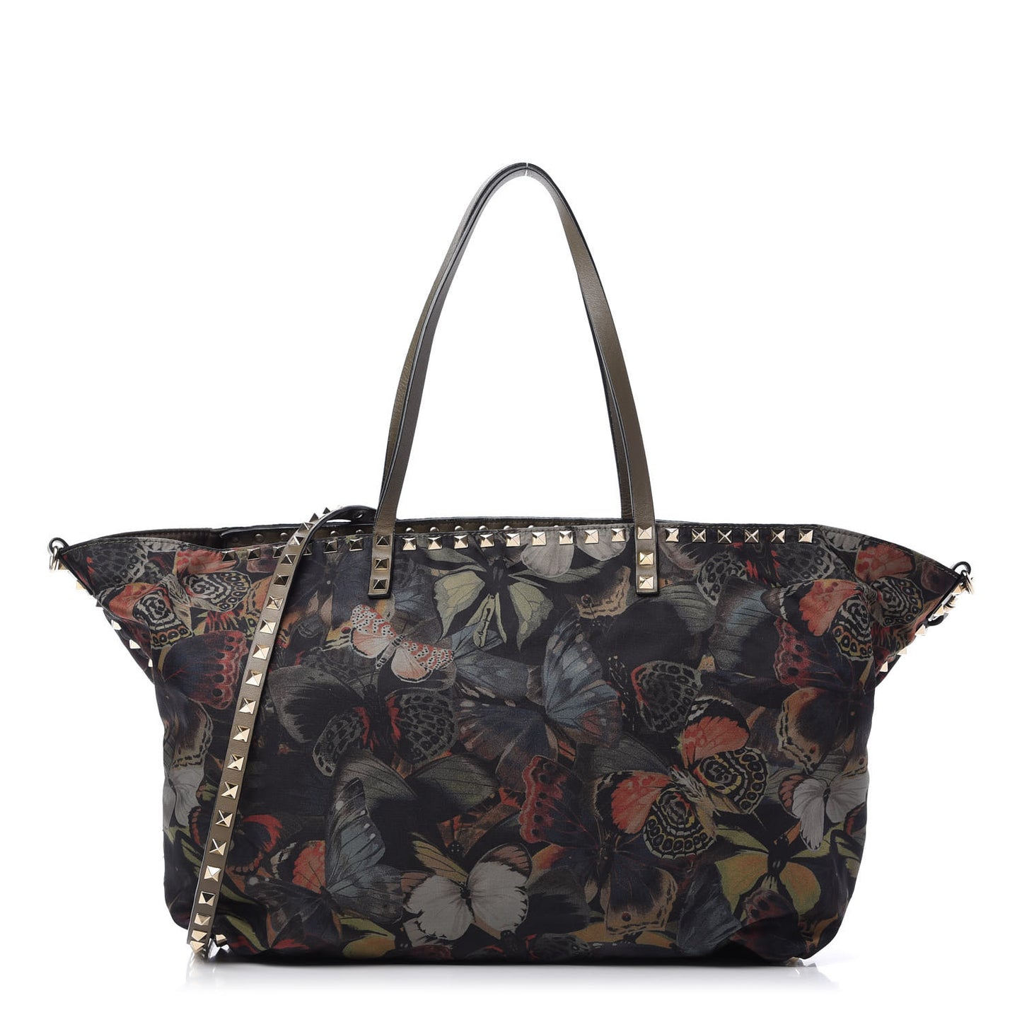 Canvas Camubutterfly Rockstud Crossbody Tote Multicolor