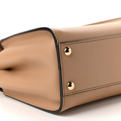 Fendi Vitello Seta Nabuk Pequin Mini Peekaboo Iconic Satchel Cuoio Tobacco Moro 7 of 8