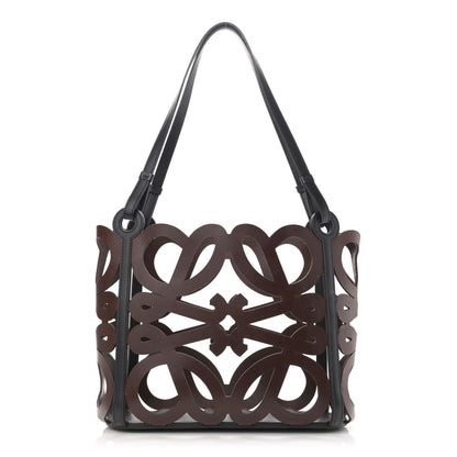 Loewe Smooth Calfskin Small Anagram Cutout Tote Brown Black 3 of 14