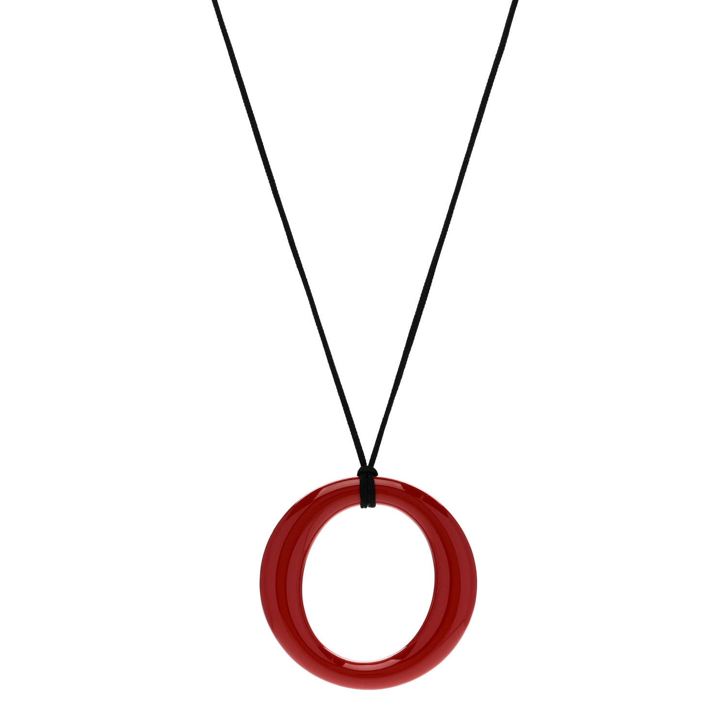 Lacquer Hardwood Elsa Peretti Sevillana Pendant Cord Necklace Red