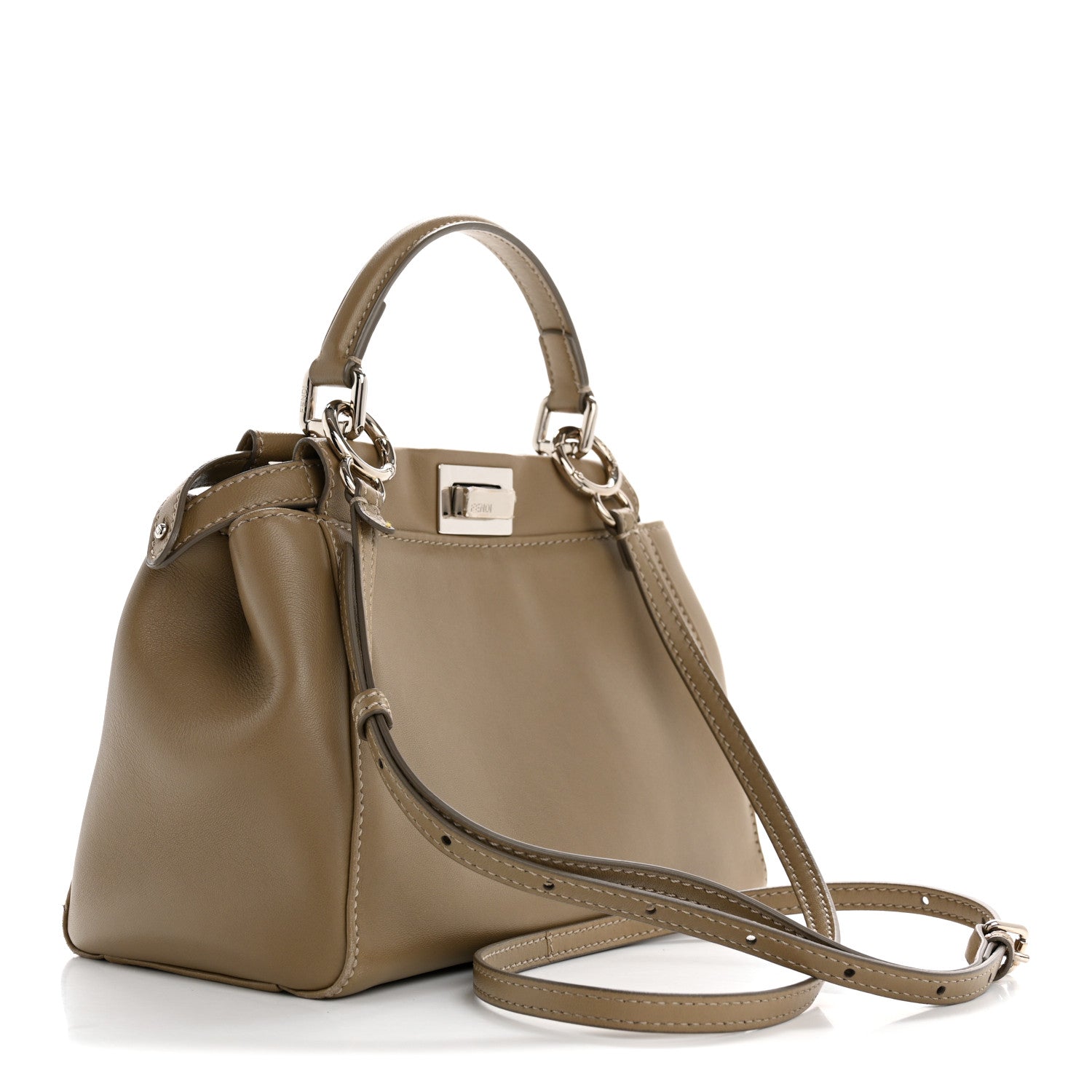 Fendi Nappa Mini Peekaboo Iconic Satchel Tortora 3 of 15