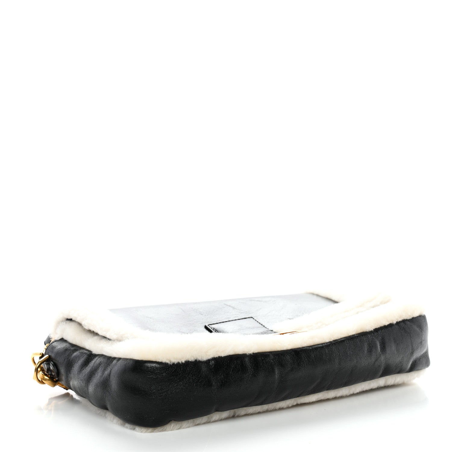 Fendi Lambskin Sheepskin Fur Large Baguette Black 1848841