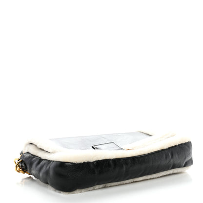 Fendi Lambskin Sheepskin Fur Large Baguette Black 3 of 9
