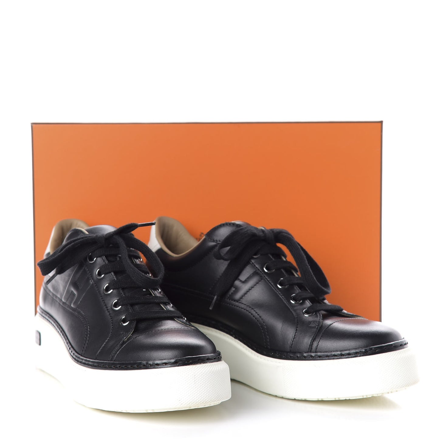 Calfskin Polo Sneakers 38 Black White